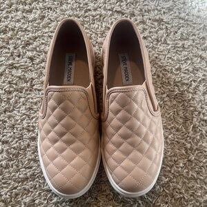 Steve Madden Beige Quilted Slip-Ons